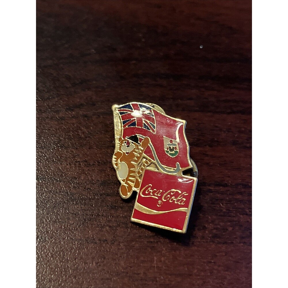 Vintage 1988 Seoul Olympics Coca Cola Hodori Tiger Bermuda Flag Lapel Pin